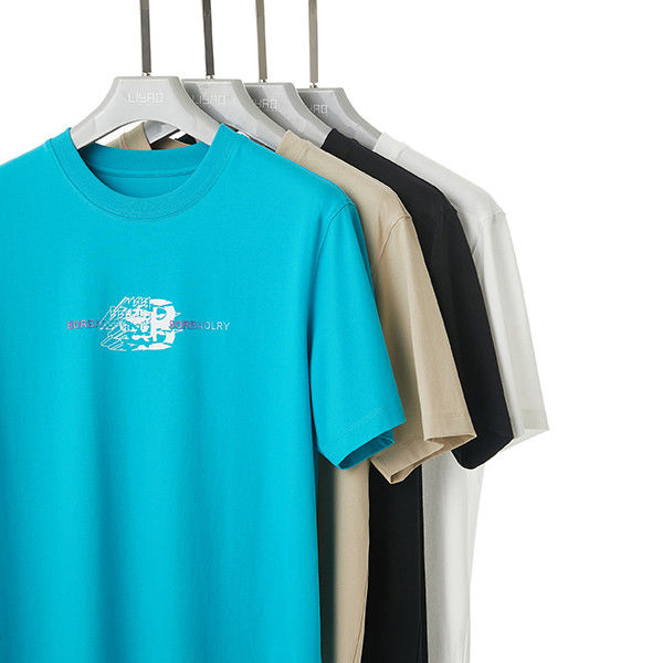 طوق O-Neck الوزن الثقيل Slim Fit اللون المخصص علامة الشعار القميص العادي القابل للنفس