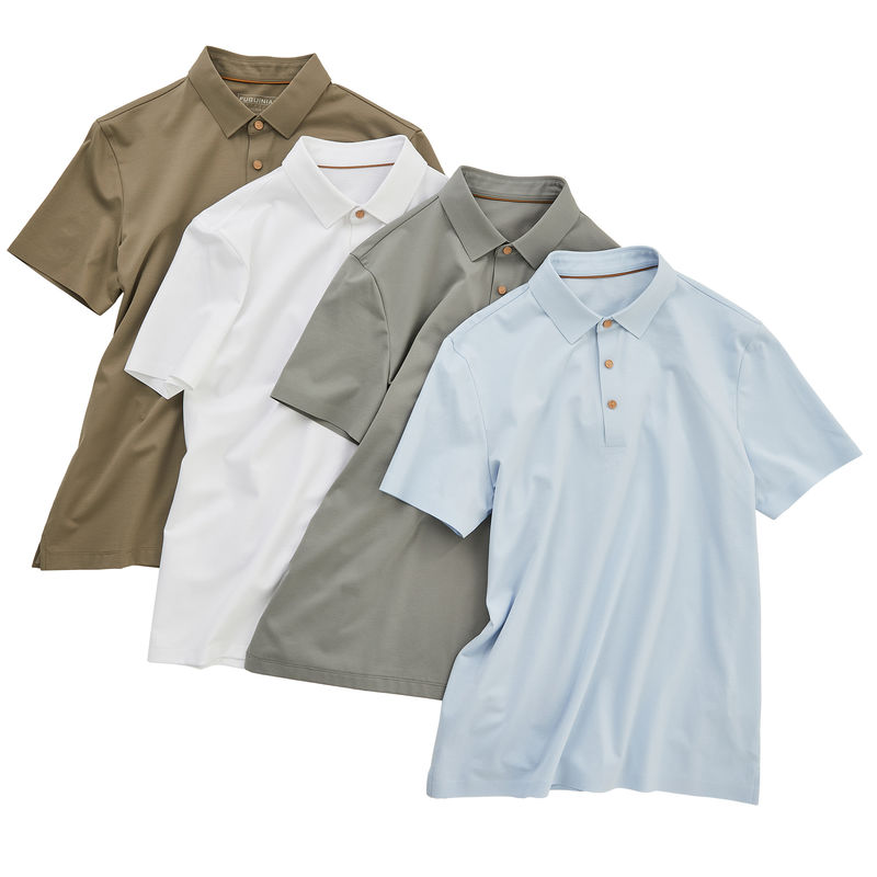 100% قطن عادي ذو أكمام طويلة قمصان بولو للرجال مع شعار مخصص وإغلاق الزر