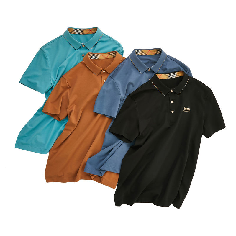 قميص للرجال الصيف والخريف بدون خياطة الحياة اليومية القصيرة الأكمام الرياضية ارتداء 170-210جرام