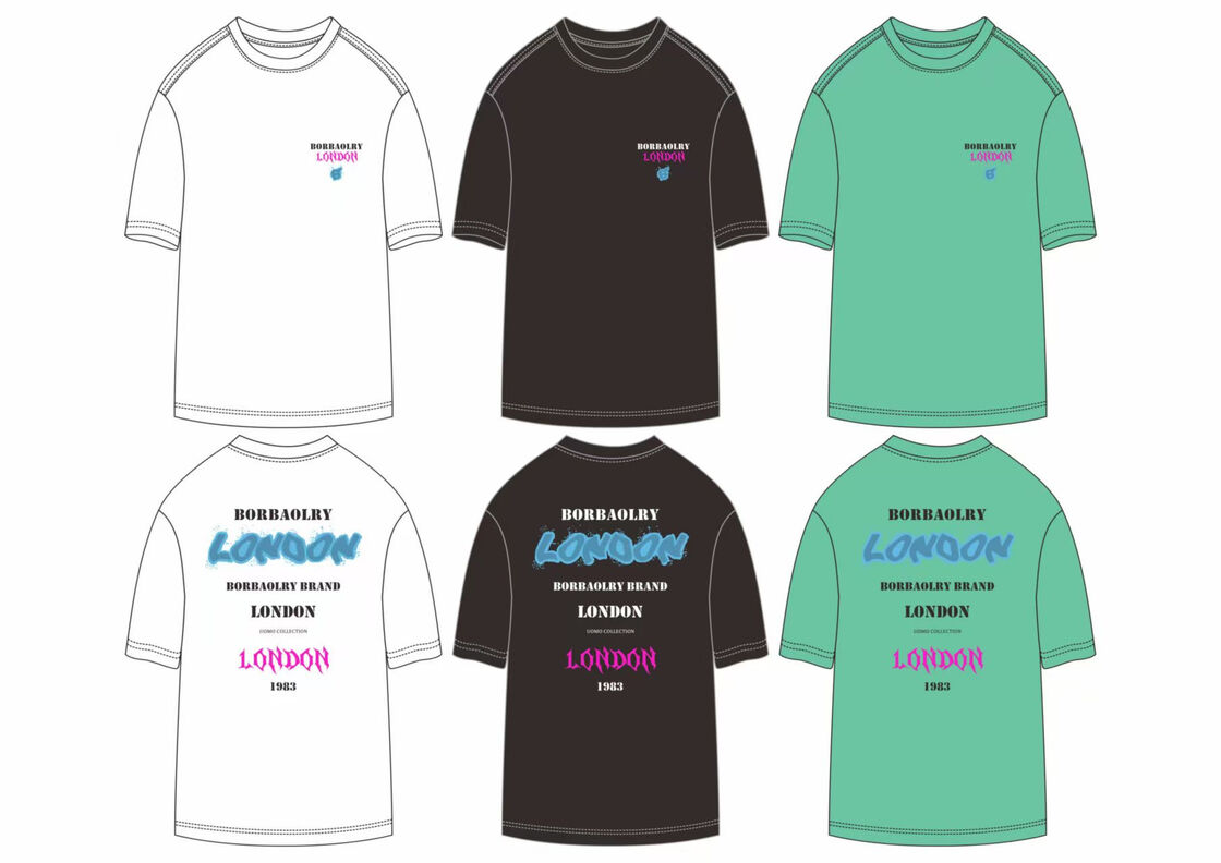 سعر تنافسي شعار مخصص ثقيل الوزن كبير الحجم 100% قطن أسود برقبة دائرية تي شيرت للرجال