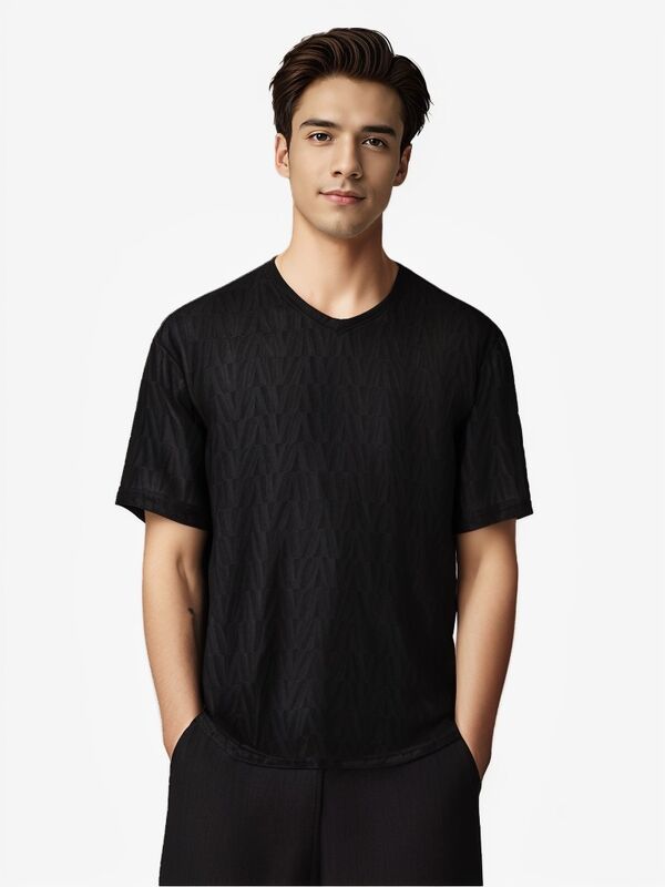 تي شيرت رجالي صيفي فاخر من الحرير المثلج بنقشة مربعات وأكمام قصيرة، قميص أنيق فاخر للاستجمام بأكمام نصفية، تصميم جديد محبوك فضفاض