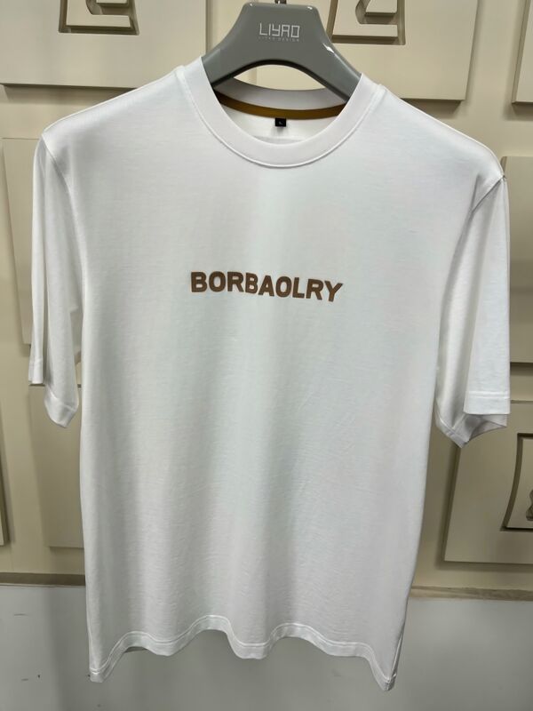 تي شيرت رجالي عالي الجودة بقصة عادية وأكمام قصيرة مع طباعة شعار مخصص بتقنية DTG