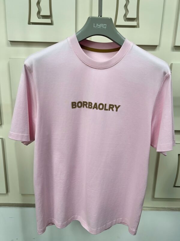 تي شيرت رجالي عالي الجودة بقصة عادية وأكمام قصيرة مع طباعة شعار مخصص بتقنية DTG