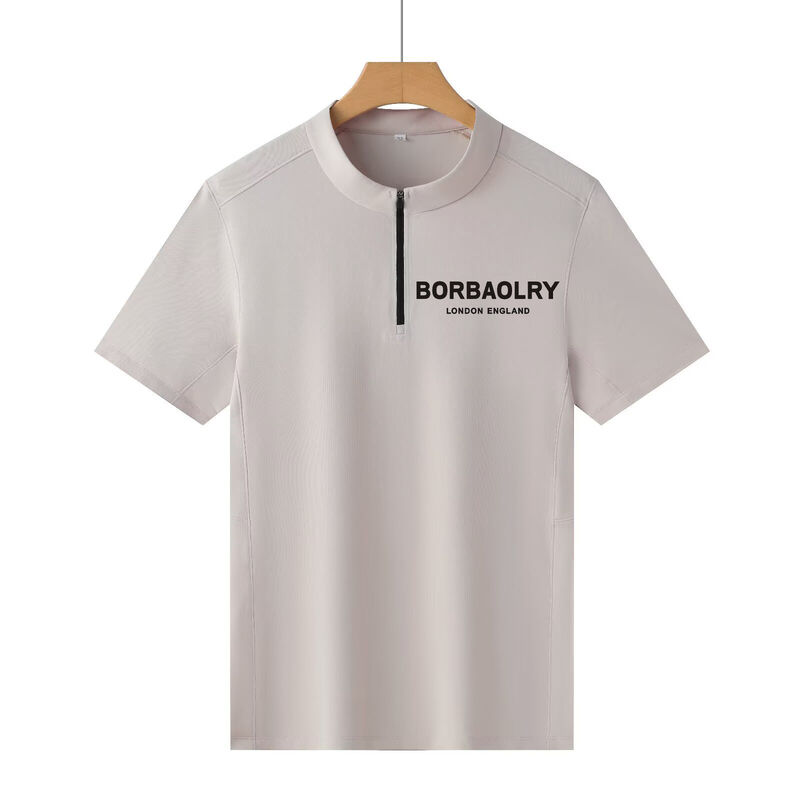 قمصان رياضية رجالية بقصة بولو بسحاب ربعي وياقة واقفة، قميص رياضي سادة، تيشيرت رجالي بأكمام قصيرة، خفيف الوزن وسريع الجفاف لصالة الألعاب الرياضية