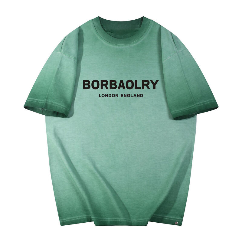 قميص رجالي ساخن حسب الطلب غسل للقيام بأسلوب قديم قميص كبير الحجم شعار مخصص طباعة الأزياء العادية قميص ذو أكمام قصيرة