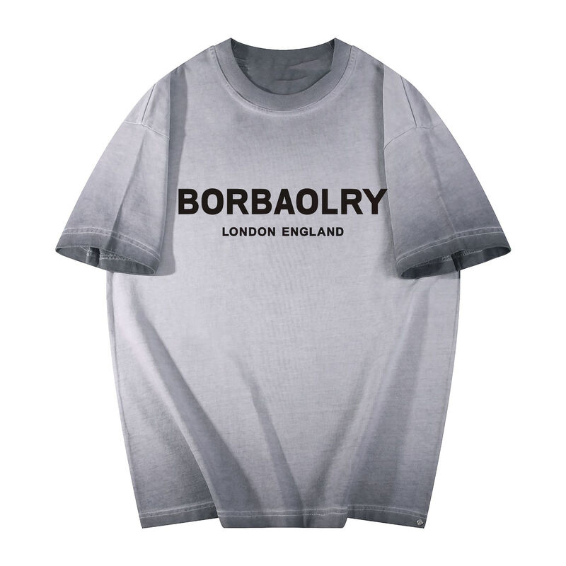 قميص رجالي ساخن حسب الطلب غسل للقيام بأسلوب قديم قميص كبير الحجم شعار مخصص طباعة الأزياء العادية قميص ذو أكمام قصيرة