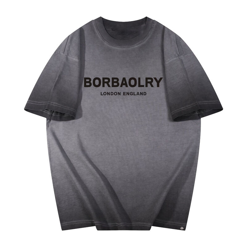 قميص رجالي ساخن حسب الطلب غسل للقيام بأسلوب قديم قميص كبير الحجم شعار مخصص طباعة الأزياء العادية قميص ذو أكمام قصيرة