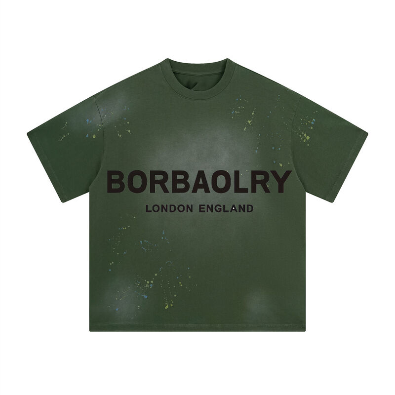 الجودة العالية الوزن الثقيل الرجال المضطربين قميص مربع غسل حمض القميص ذات الحجم الكبير