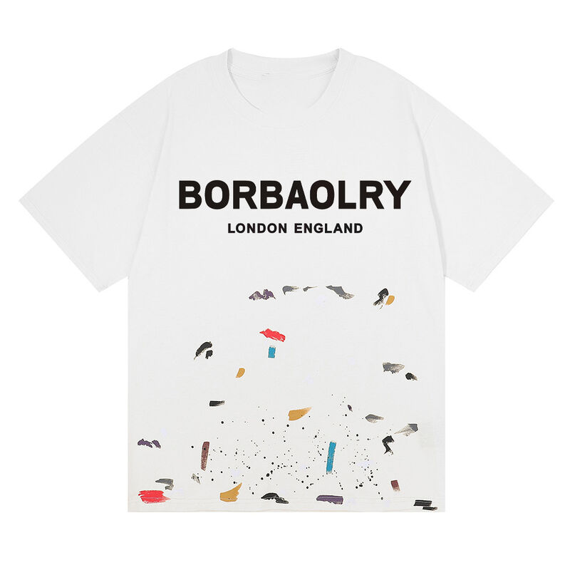 معرض قمصان رجالية مخصصة مغسولة بالحمض، ملابس الشارع، طلاء جرافيتي، قطن، بيع بالجملة، نمط صلب محبوك