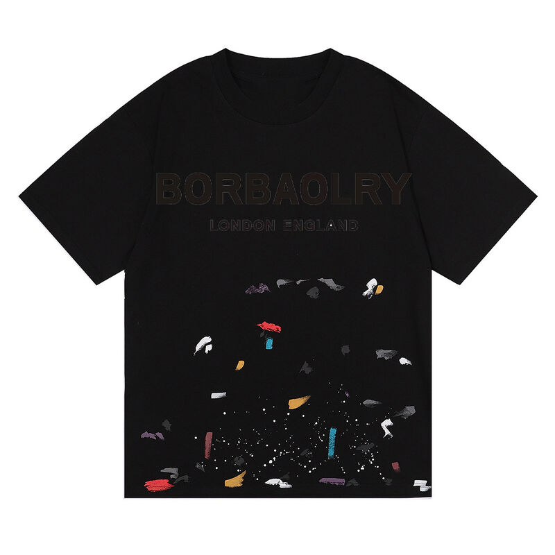 معرض قمصان رجالية مخصصة مغسولة بالحمض، ملابس الشارع، طلاء جرافيتي، قطن، بيع بالجملة، نمط صلب محبوك