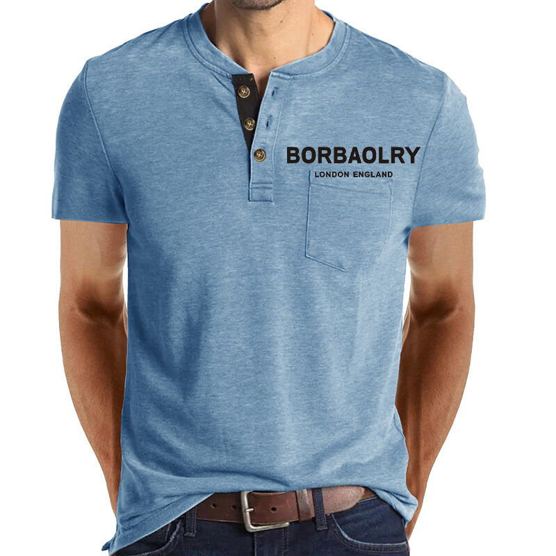 بيع ساخن قميص ذو أكمام قصيرة قميص عادي قطن تخصيص سريع جاف 3 أزرار قميص للرجال