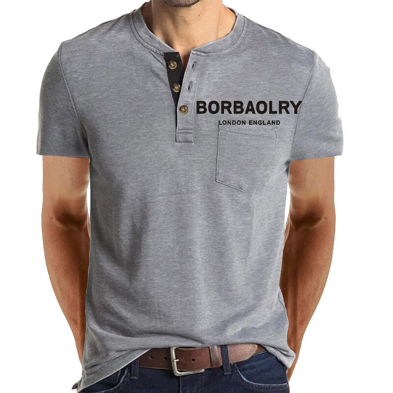 بيع ساخن قميص ذو أكمام قصيرة قميص عادي قطن تخصيص سريع جاف 3 أزرار قميص للرجال