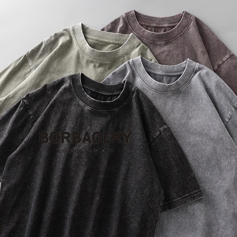 تخصيص شعار عالية الجودة قطن حمض غسل قميص ضخم الحجم ريترو معدني الطباعة الرقمية الوزن الثقيل قميص فنتاش