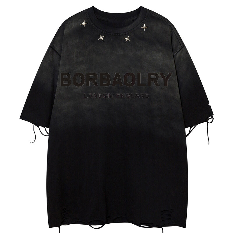 غسيل الصيف القديم الضخم الزر الشارع القديم الديكور الحجم الفارغ القميص العادي الرياضي القميص ذو الأكمام القصيرة أسلوب الرجال