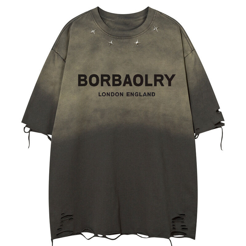 غسيل الصيف القديم الضخم الزر الشارع القديم الديكور الحجم الفارغ القميص العادي الرياضي القميص ذو الأكمام القصيرة أسلوب الرجال