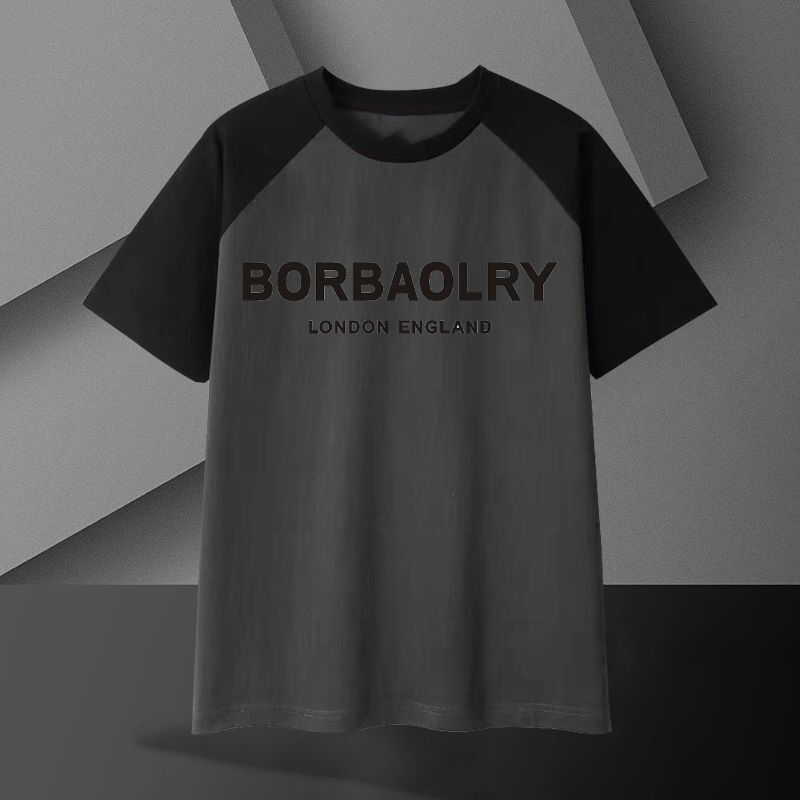 قميص من القطن الثقيل للرجال 220 غرام تنفسية ذات حجم كبير أكمام قصيرة نمط صلب عادي طويل القامة