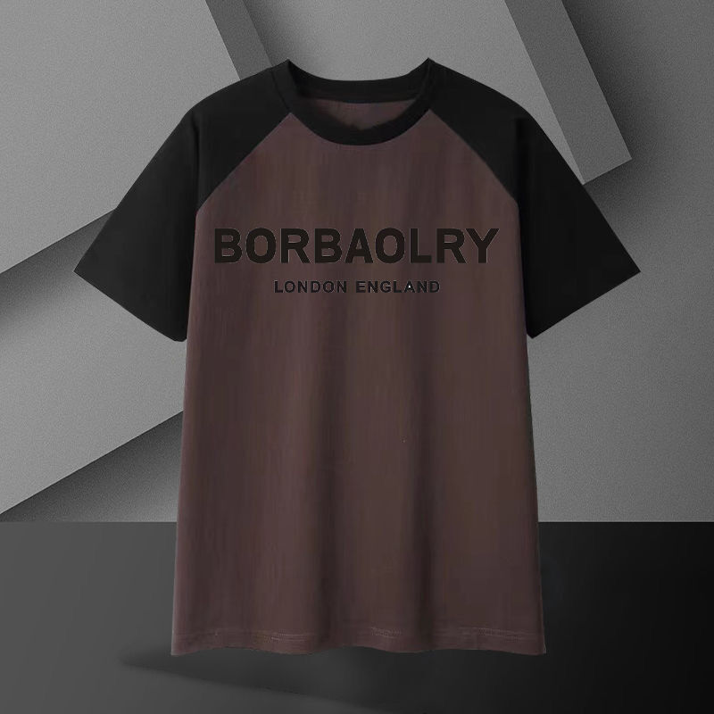 قميص من القطن الثقيل للرجال 220 غرام تنفسية ذات حجم كبير أكمام قصيرة نمط صلب عادي طويل القامة