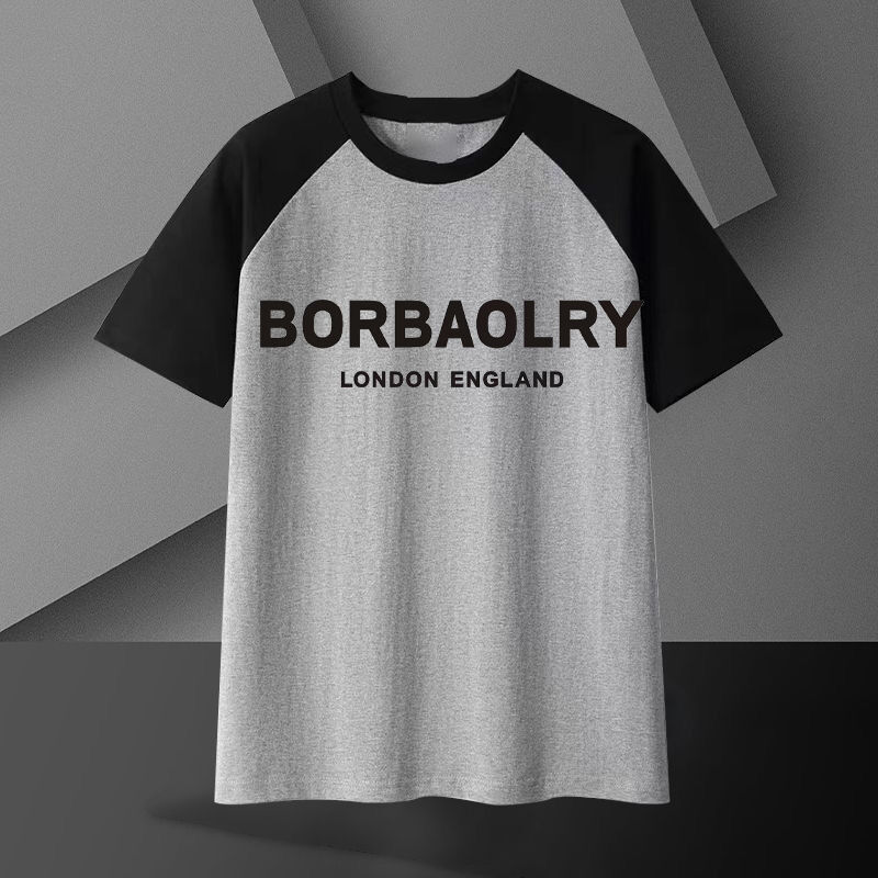 قميص من القطن الثقيل للرجال 220 غرام تنفسية ذات حجم كبير أكمام قصيرة نمط صلب عادي طويل القامة