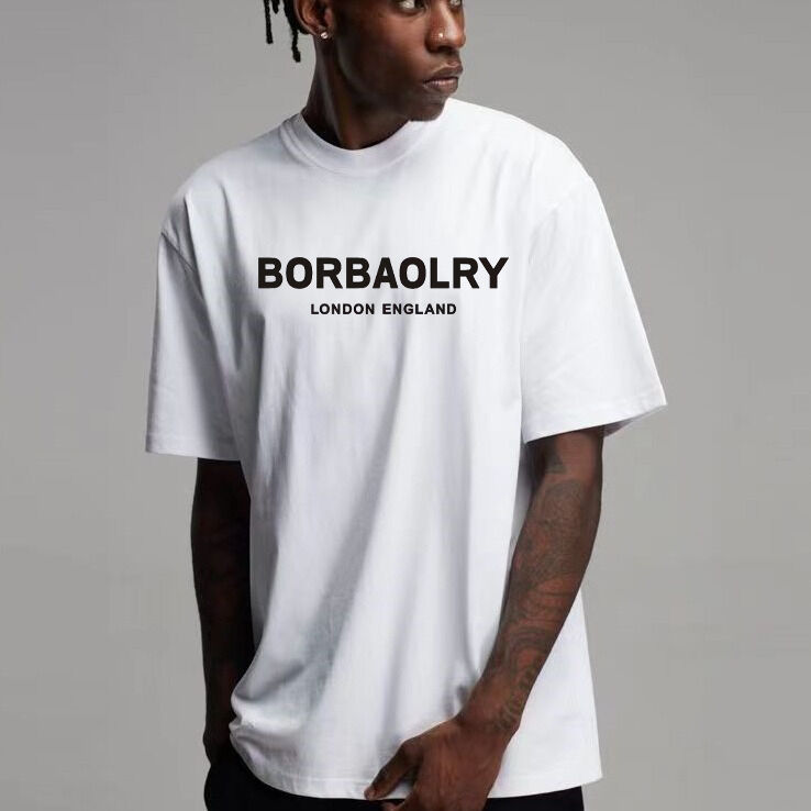 220 غرام قميص قطني ذو جودة عالية قطرة كتف قميص ضخم الجسم الجملة قميص مخصص للرجال