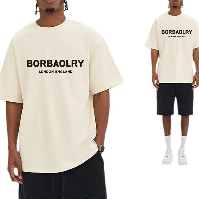 220 غرام قميص قطني ذو جودة عالية قطرة كتف قميص ضخم الجسم الجملة قميص مخصص للرجال