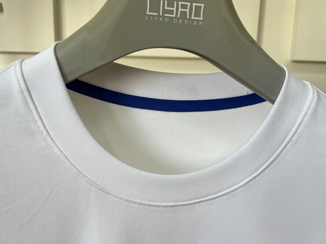 تي شيرت بياقة دائرية مطرز | تي شيرت رجالي فاخر بياقة دائرية بتصميم حروف ونقوش ثلاثية الأبعاد، تصنيع جيرسي