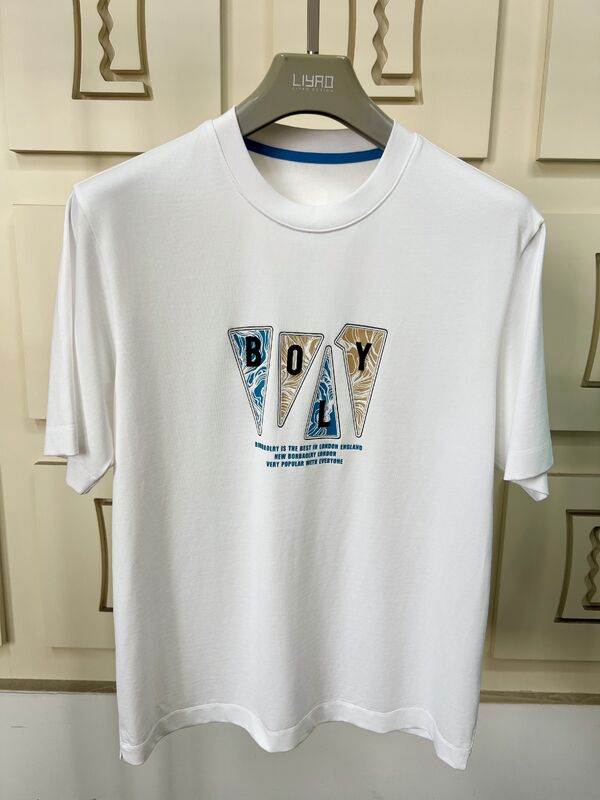 ملابس الرجال الرقبة القصيرة الأكمام ملابس فرنسية ذات طبعة رسمية عصرية وتطريز ملابس T - قميص متعددة الألوان العادية 100% قطن قميص للرجال