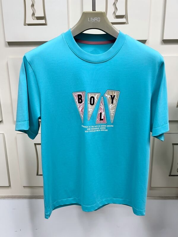 ملابس الرجال الرقبة القصيرة الأكمام ملابس فرنسية ذات طبعة رسمية عصرية وتطريز ملابس T - قميص متعددة الألوان العادية 100% قطن قميص للرجال