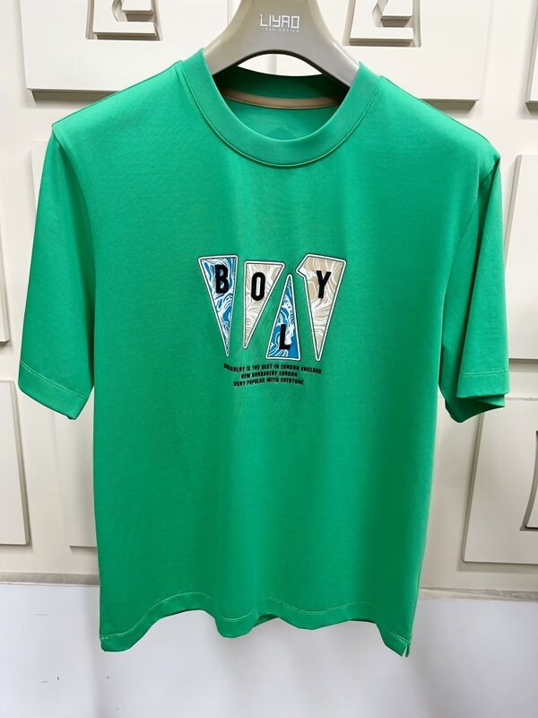 ملابس الرجال الرقبة القصيرة الأكمام ملابس فرنسية ذات طبعة رسمية عصرية وتطريز ملابس T - قميص متعددة الألوان العادية 100% قطن قميص للرجال