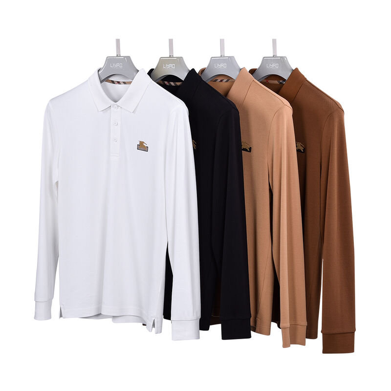 الجودة العالية اللوحة المخصصة شعار القطن قميص بولو الشركة قميص بولو ذو الأكمام الطويلة قميص بولو للرجال