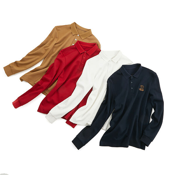 قميص بولو احترافي رجالي بأكمام طويلة مقاوم للتجعد عالي الجودة للعمل قطن يسمح بمرور الهواء وجاف مطرز