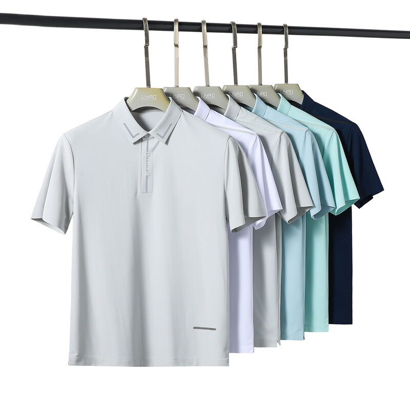 تصميم شعار مخصص، قميص بولو أبيض وأسود عالي الجودة سريع الجفاف للرجال