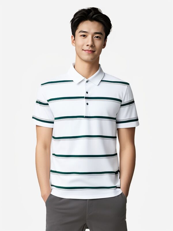 شحن سريع قميص بولو ذو خطوط ضخمة