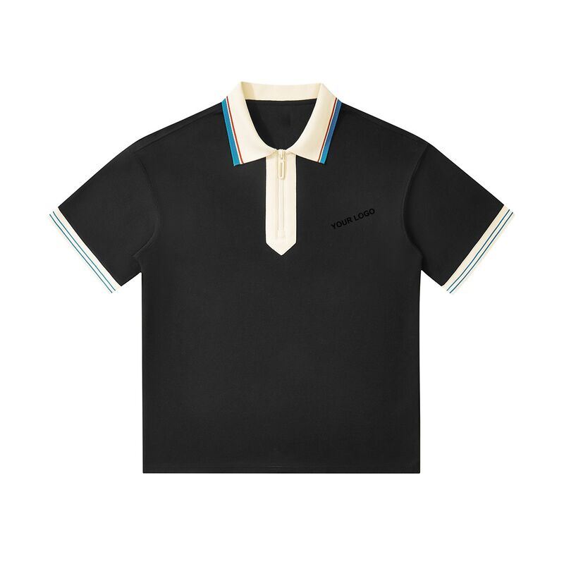 قميص بولو رجالي مطبوع جديد للصيف بالجملة قطن 1/4 سحاب قميص بولو جولف ملابس شارع قمصان بولو رجالي كبيرة الحجم