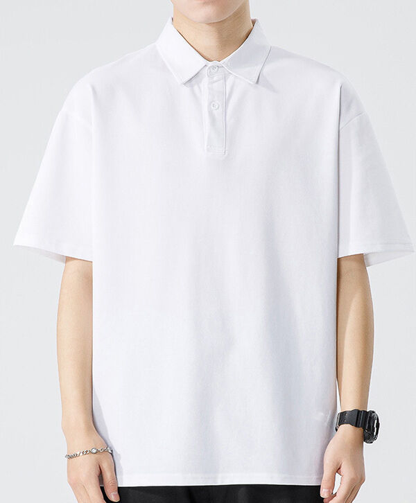 قميص بولو رجالي بأسلوب هونغ كونغ صيفي ثقيل مضاد للميكروبات ذو ملمس بارد ولون سادة بسيط