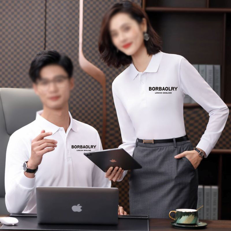 قميصات بولو مخصصة أكمام طويلة شعار مطبوع طلاء قميص بولو قطن فارغ قميص بولو للرجال ذو الأكمام الطويلة