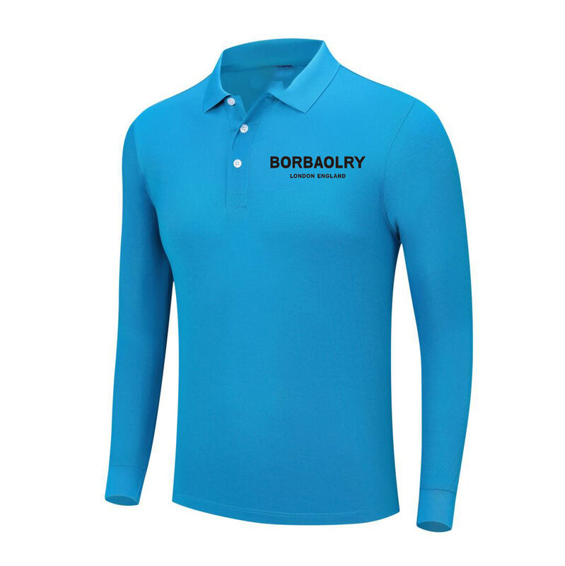 قميصات بولو مخصصة أكمام طويلة شعار مطبوع طلاء قميص بولو قطن فارغ قميص بولو للرجال ذو الأكمام الطويلة