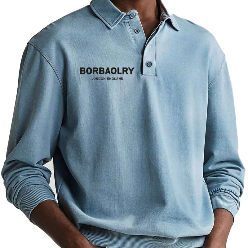 قميص بولو قطني عالي الجودة بشعار مخصص محبوك سادة، قميص بولو رياضي سريع الجفاف للرجال بأكمام طويلة بالجملة