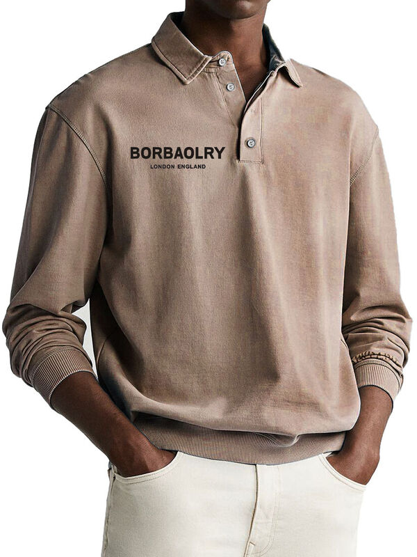 قميص بولو قطني عالي الجودة بشعار مخصص محبوك سادة، قميص بولو رياضي سريع الجفاف للرجال بأكمام طويلة بالجملة